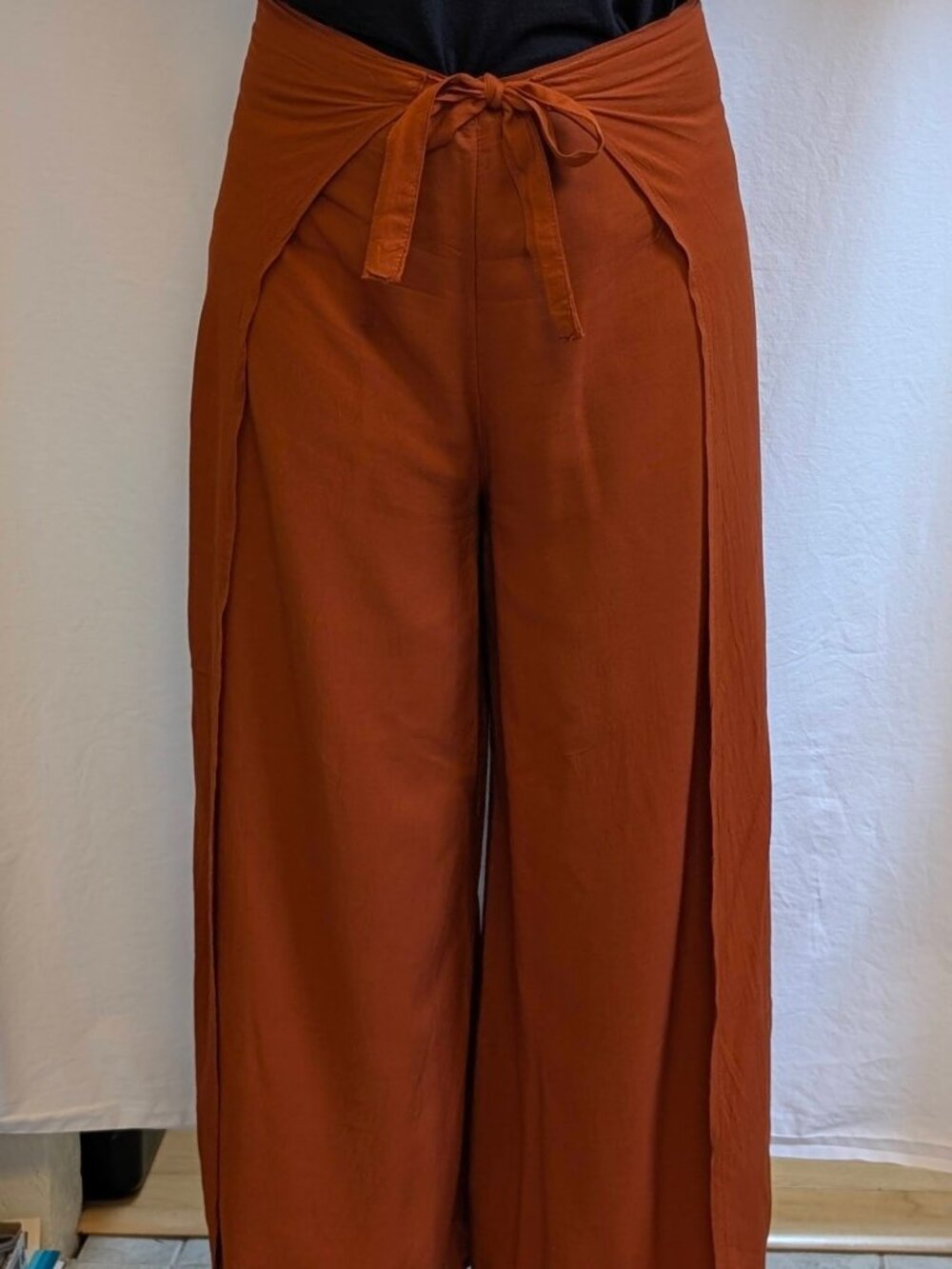 Bali Wrap Pants Rust Orange Cotton Sz S/M